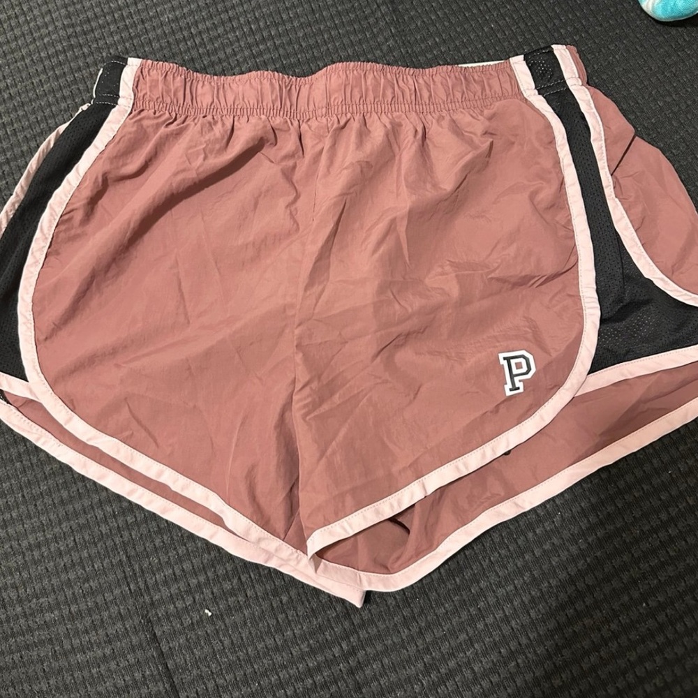 Pink Athletic Shorts with Black Accents